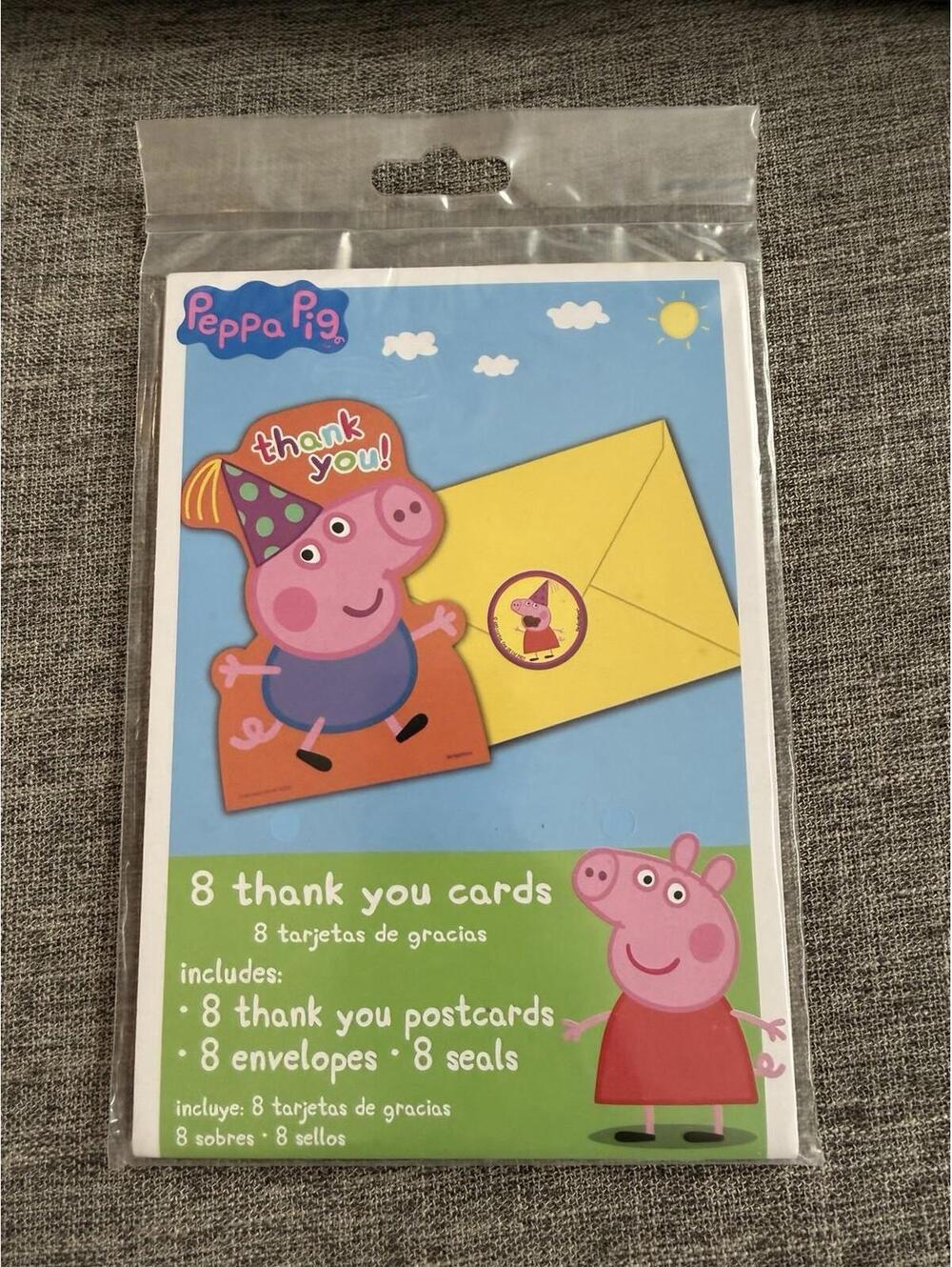 Peppa Pig Thank You Cards Birthday Party 8 Pack NEW